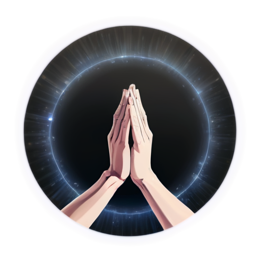 hands praying with light circle around - icon | sticker