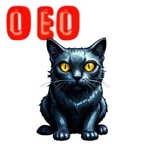 cyberpunk cat with sign "ooo neuro" - icon | sticker