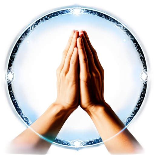 hands praying with mystic circle around - icon | sticker