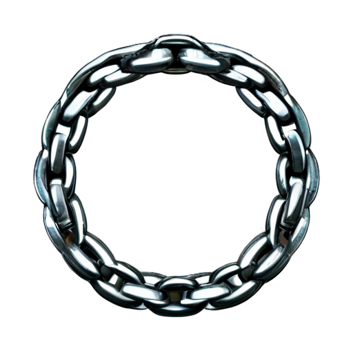 create a circle of chains. nothing on the inside of the circle, just a perfect circle of chains. At the top, one of the links is breaking, scattering pieces of chain. - icon | sticker