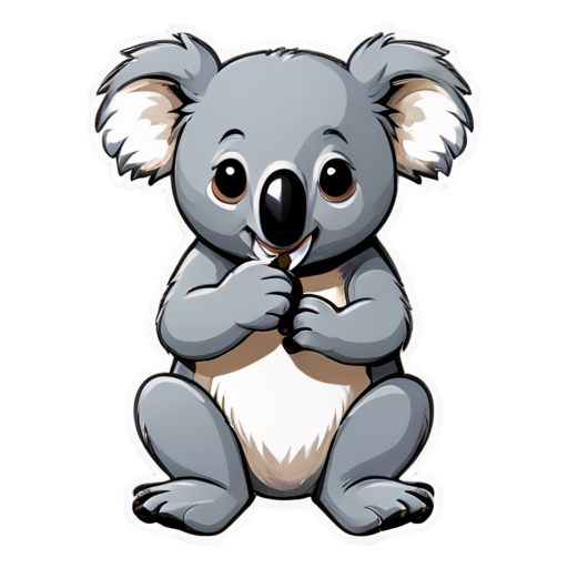 Koala bear male with his hand to his mouth with a joint - icon | sticker