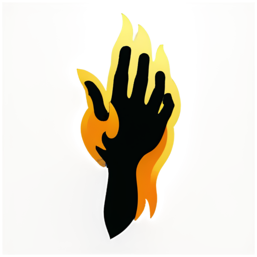 A horrible magic hand with fire, colorized, Warcraft 3 style - icon | sticker
