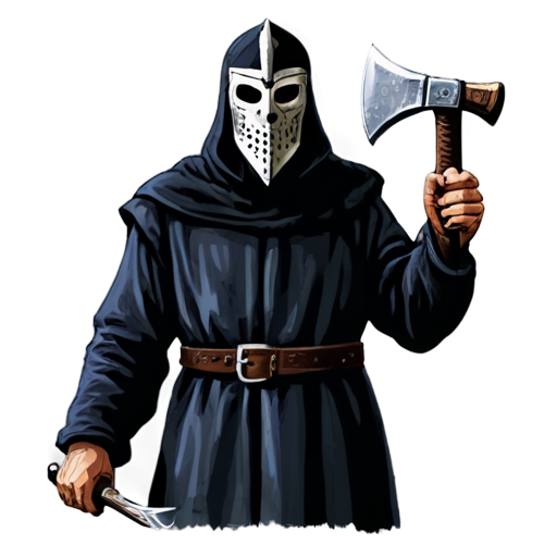 medieval executioner with axe and mask, paint style, - icon | sticker