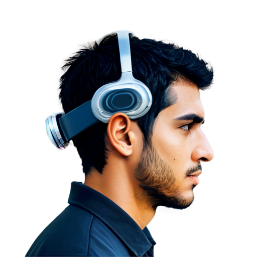 brain tracking device headphone on human head - icon | sticker