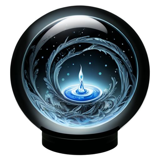 Illustration of the Pensieve, a shallow stone basin filled with swirling, silvery liquid memories, encased within a clear glass orb. The Pensieve inside the orb is depicted with intricate carvings along its rim, and the liquid inside glows softly with a magical light. The glass orb is transparent, allowing the viewer to see the swirling memories inside. The background is neutral, emphasizing the mysterious and magical nature of the Pensieve. High-definition, fantasy-style art. - icon | sticker