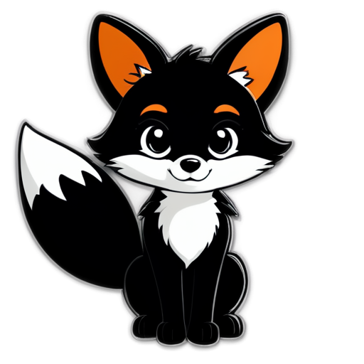 Black and white, furry, fox, logo - icon | sticker