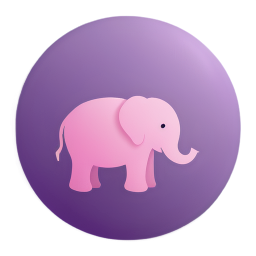 Pink toy elephant in a purple balloon - icon | sticker