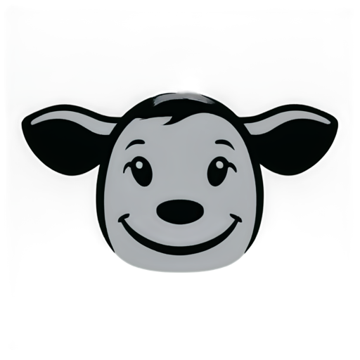 line art cow head with smily face - icon | sticker