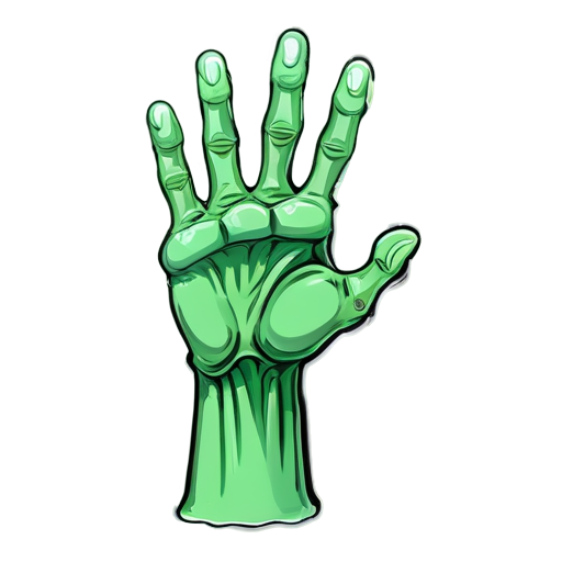 pale green zombie arm with only 2 fingers pointed up - icon | sticker