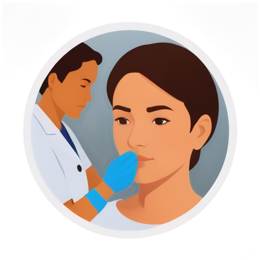 A service where a doctor cleans a patient's facial wound - icon | sticker