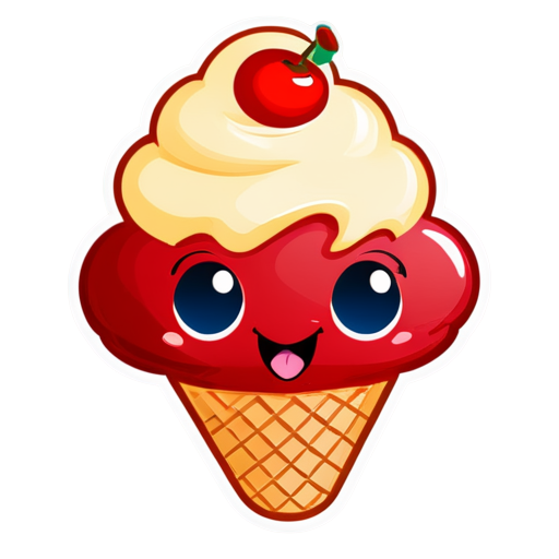 mascot Ice cream logo with cherry on top - icon | sticker