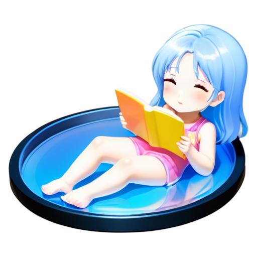 in anime style, day, girl, beautiful, light-blue-haired, pretty, young, without shoes, on the cosy room, lying on the bad with her back up,feeding her baby with her salt, 2d anime character, white European appearance, young - icon | sticker