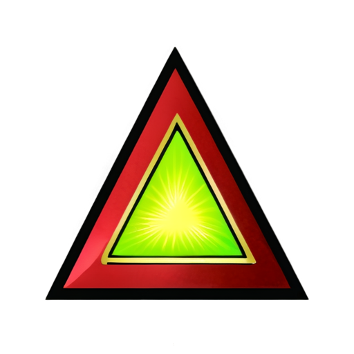 An ocher triangle, inside the triangle there is less red, all colors are done in neon, inside there is the inscription SEL - icon | sticker