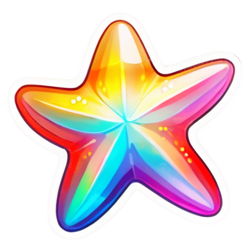iridescent beautiful starfish. Sticker with white outline - icon | sticker