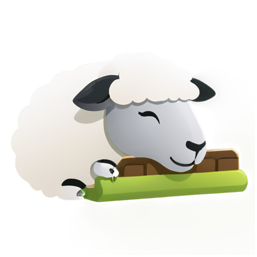 a sheep that sleeps, dreaming of people jumping over the barrier - icon | sticker