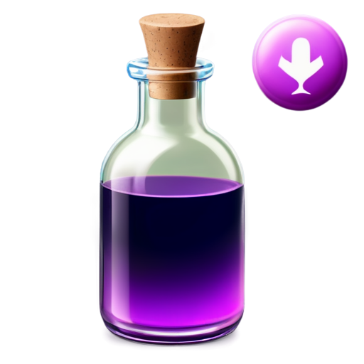 violet magic potion in small bottle - icon | sticker