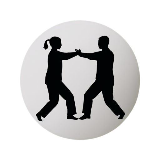 Two people form a Tai Chi pattern, with a play button faintly visible in the middle of the Tai Chi pattern. - icon | sticker