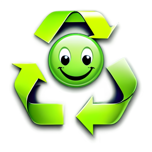 green circle recycle symbol smiling with the plus (+) symbol - icon | sticker