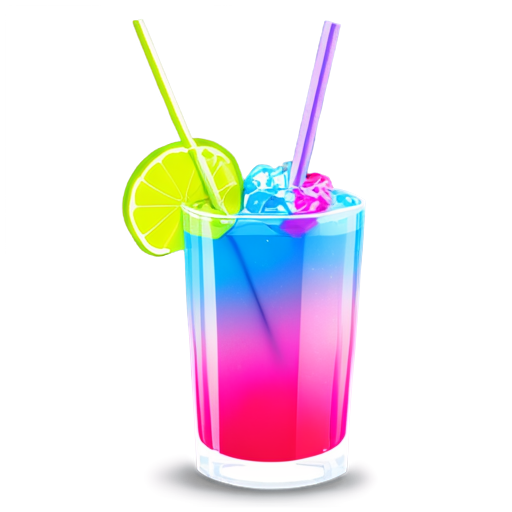 drink, cocktail, neon green, purple, pink, skyblue, straw, splash, small star - icon | sticker