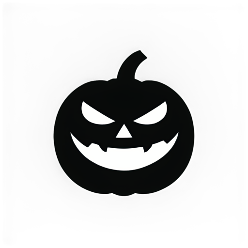 Minimalist pumpkin with angry face in flat style on a white background - icon | sticker