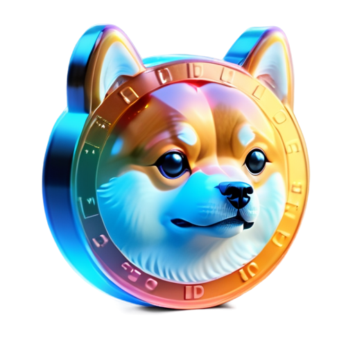 Dogecoin, Kabosu doge face, Bitcoin symbol, Colorized, close-up, flat style - icon | sticker