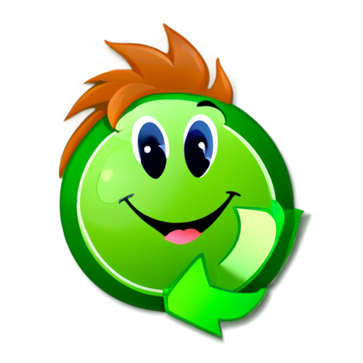 green circle recycle symbol smiling - icon | sticker