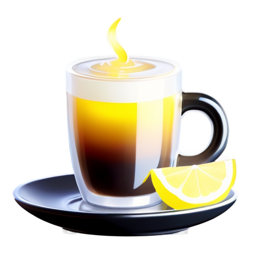 Coffee with lemon. And in this case everything is very simple. A cup of coffee is served with a slice of lemon and sugar. Instead of lemon, you can serve finely chopped lemon peel in a plate. - icon | sticker