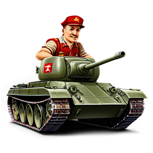 a Russian collective farmer on a Soviet tank cartoon icon for the youtube channel with the caption TaHkucT_TpakTopucT - icon | sticker