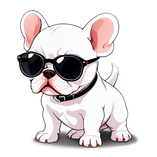 cute anime white bulldog with sunglass - icon | sticker