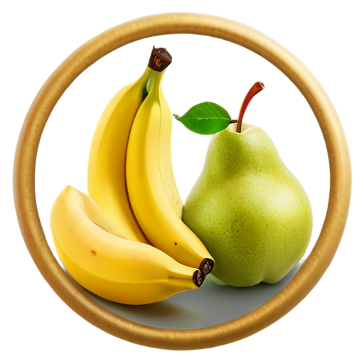 banana and pear and apple in circle - icon | sticker