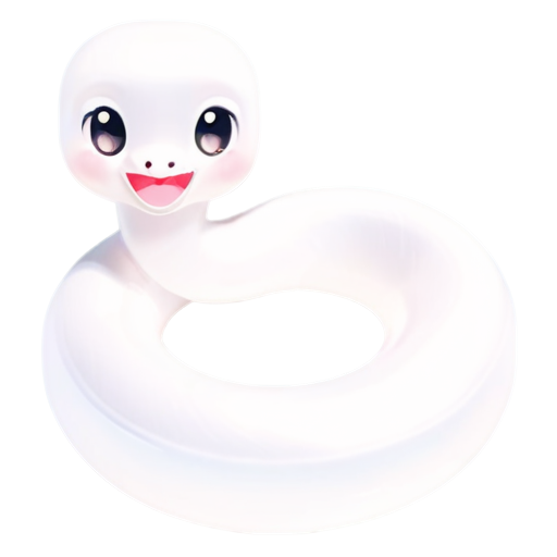 The ever cute little white snake with a smile on his face - icon | sticker