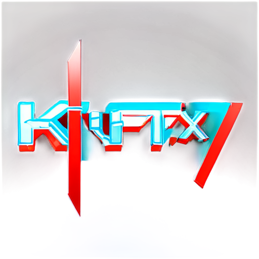 text "kryptex" in cyberpunk style, red and cyan colors - icon | sticker