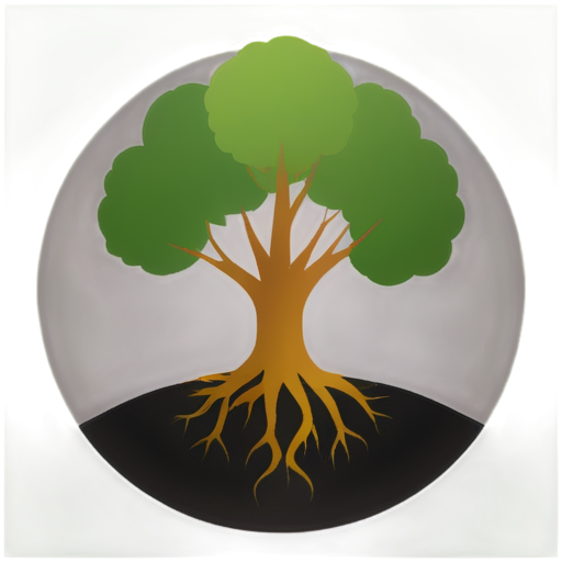 root and mycorrhizae circular icon with earthy colors, transparent background, focus on the roots not the plant - icon | sticker