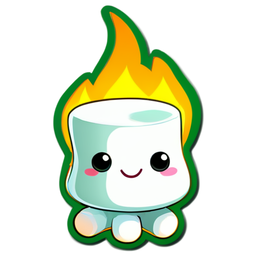 marshmallows on green fire - icon | sticker