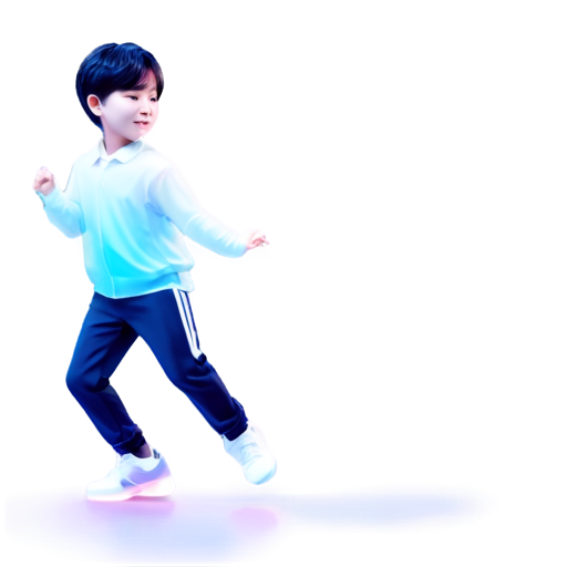 a korean boy,dancing,moving his body,cartoon style - icon | sticker