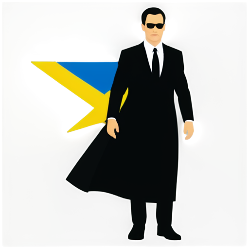 Dodger - he is men in black, hi like Neo from the matrix dodges bullets against the background of the Ukrainian flag - icon | sticker