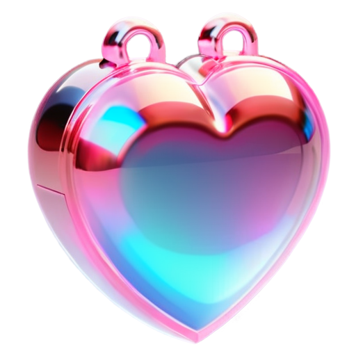 Holographic pink android robot heart - icon | sticker