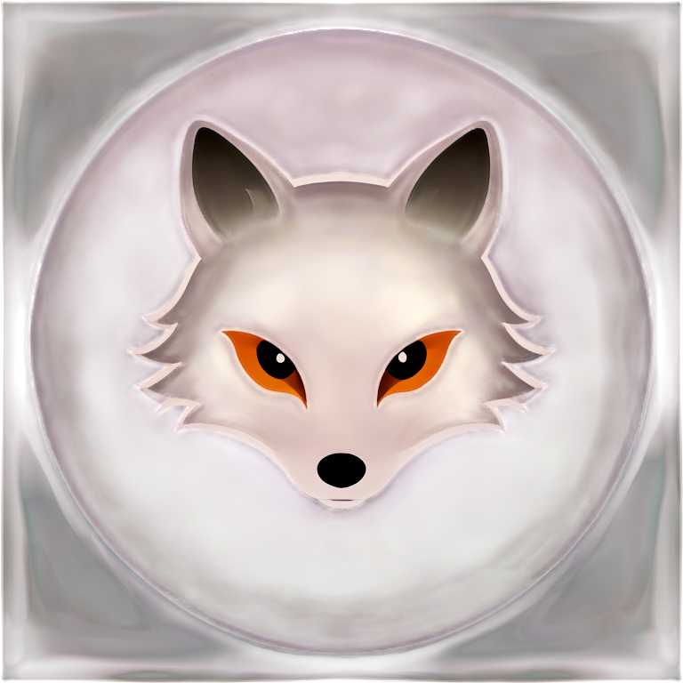 A circle icon, A close-up of a fox's head,Powerful and solemn,a plane vector, - icon | sticker