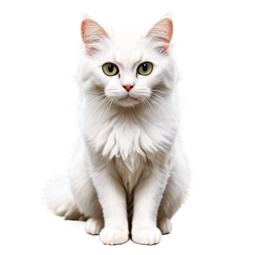 A white very fluffy cat with big eyes - icon | sticker