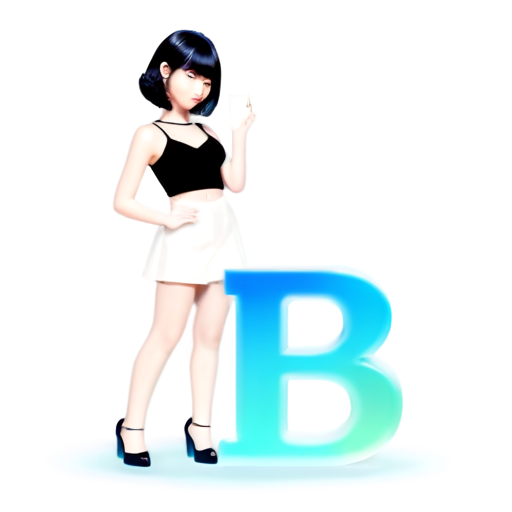 Letter B with sexy girl shadow - icon | sticker