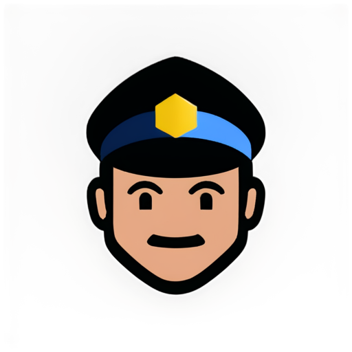 16-bit pixel art style, little in size man, only the shape of a face and a police hat, looks ahead - icon | sticker