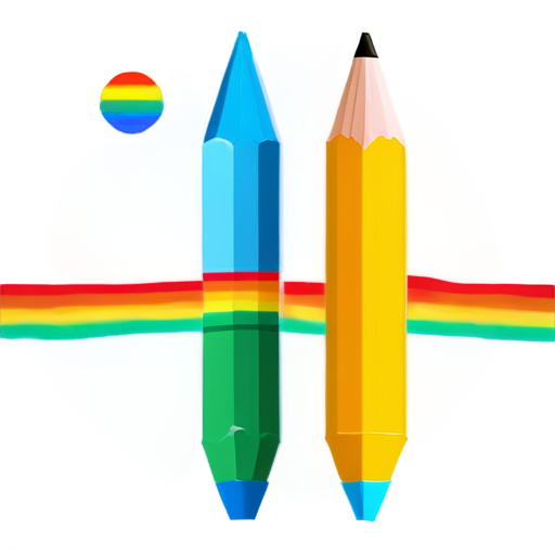 A small pencil drawing a line. The line is multicolored, similar to a rainbow - icon | sticker