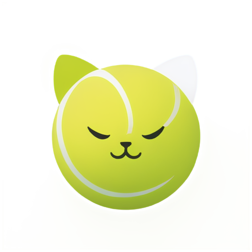 a tennis ball with symmetric grain and cat ears, over all color back and white - icon | sticker