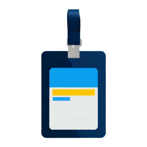 generate "not allowed the ID card sign" in blue an yellow shade , now put this card encircled from top and diagonally cut from one side - icon | sticker