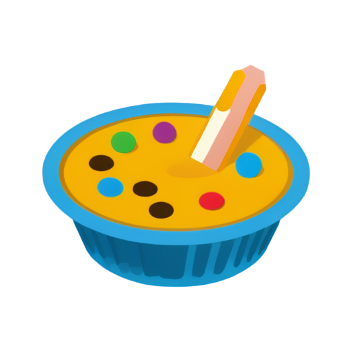 Use pencils as utensils to eat pie sprinkled with number-shaped candies - icon | sticker