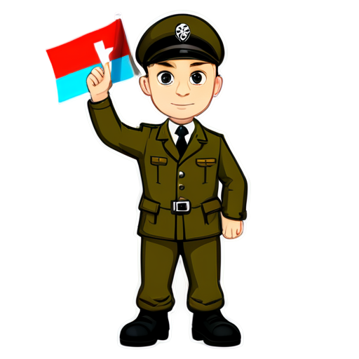 A Russian nazi with swastika flag doing a nazi salute - icon | sticker