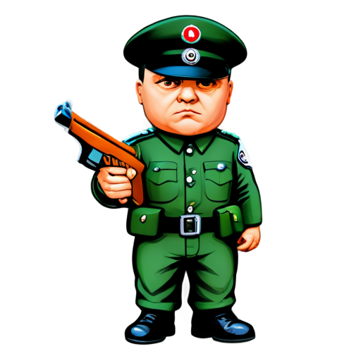 very angry benito mussolini with beretta - icon | sticker