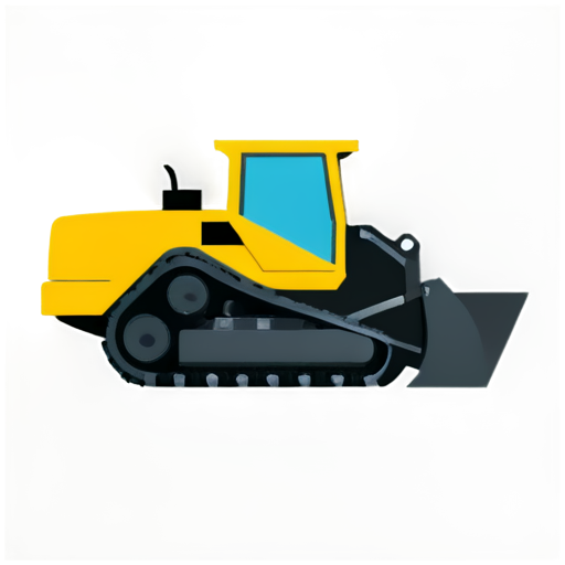 flat minimalistic icon for Company for rental of construction equipment. Main component is buldozer, side view - icon | sticker