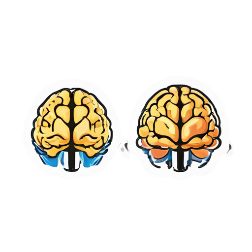 brain with ai icon, white background, vectorized - icon | sticker