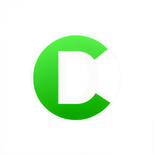 A graphic grid for creating a logo, the letter "D" on it, and next to it are green leaves. Realism, 3d. There is an ink-colored circle at the back as a background. - icon | sticker